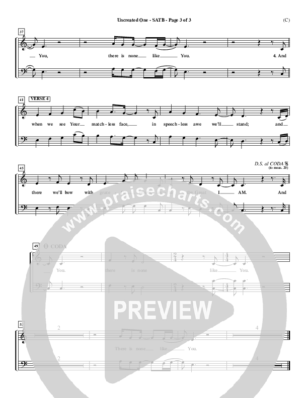 Uncreated One Piano/Vocal (SATB) (Chris Tomlin)