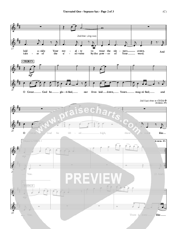 Uncreated One Soprano Sax (Chris Tomlin)