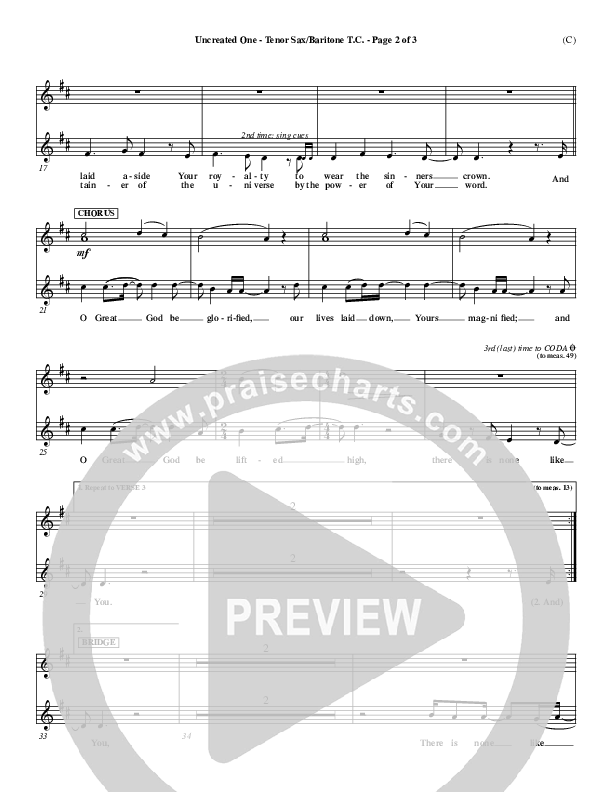 Uncreated One Tenor Sax/Baritone T.C. (Chris Tomlin)