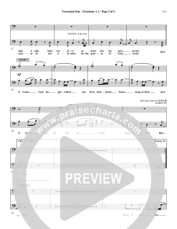 Uncreated One Trombone 1/2 (Chris Tomlin)