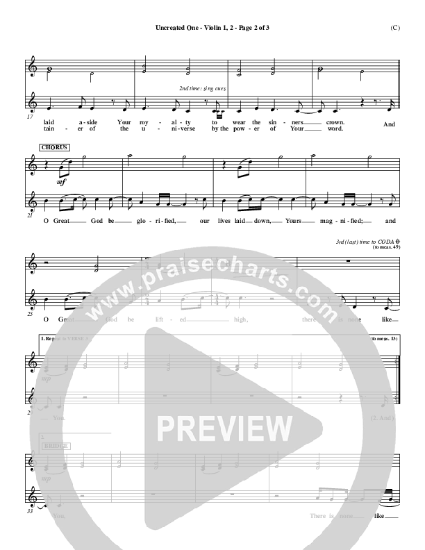 Uncreated One Violin 1/2 (Chris Tomlin)