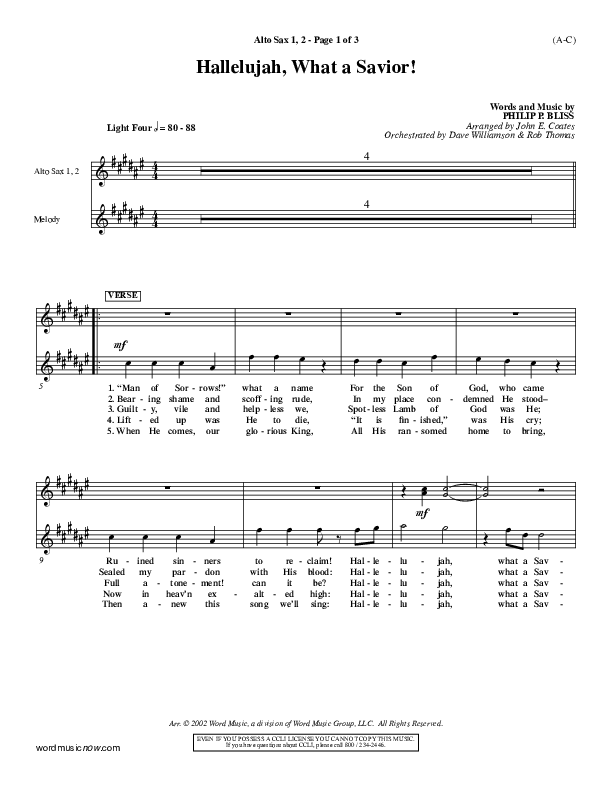 Hallelujah What A Savior Alto Sax 1/2 (Philip Bliss)