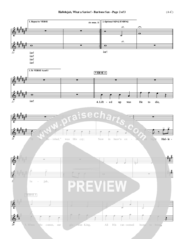 Hallelujah What A Savior Bari Sax (Philip Bliss)
