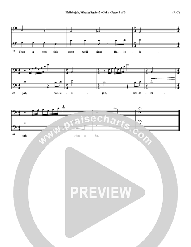 Hallelujah What A Savior Cello (Philip Bliss)