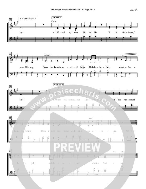 Hallelujah What A Savior Choir Sheet (SATB) (Philip Bliss)