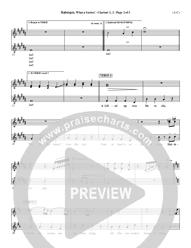 Hallelujah What A Savior Clarinet 1/2 (Philip Bliss)