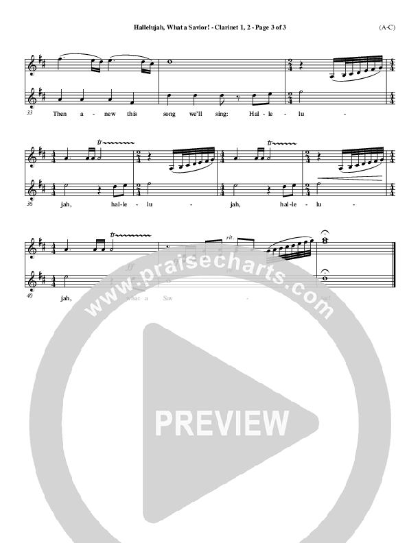Hallelujah What A Savior Clarinet 1/2 (Philip Bliss)