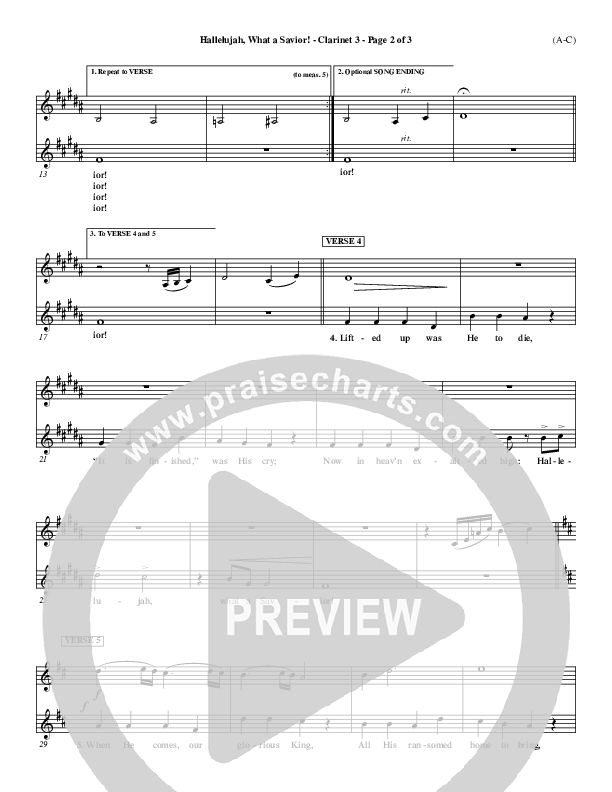 Hallelujah What A Savior Clarinet 3 (Philip Bliss)