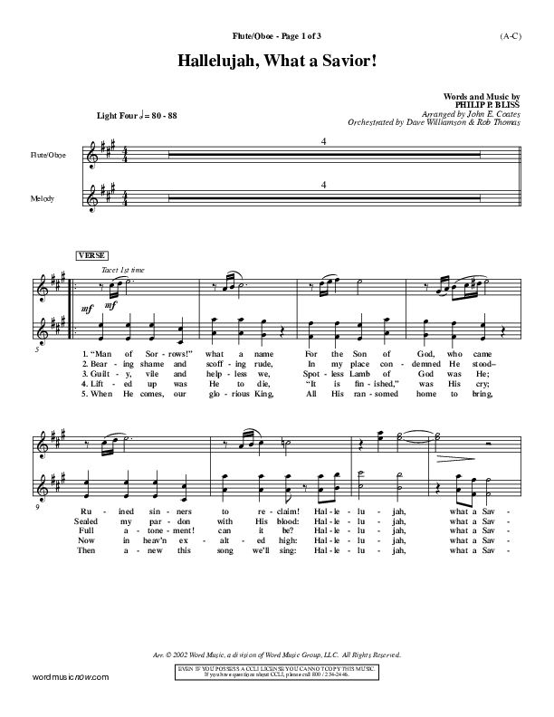 Hallelujah What A Savior Flute/Oboe (Philip Bliss)