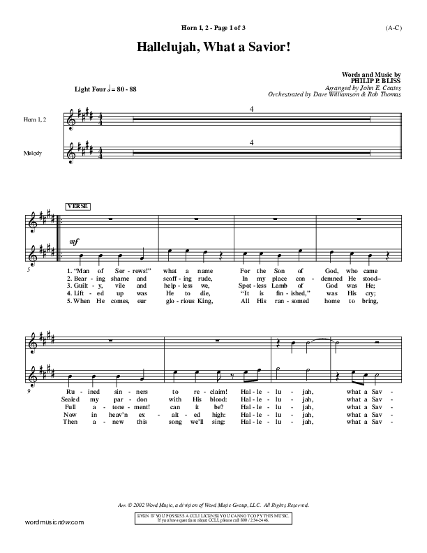 Hallelujah What A Savior French Horn 1/2 (Philip Bliss)