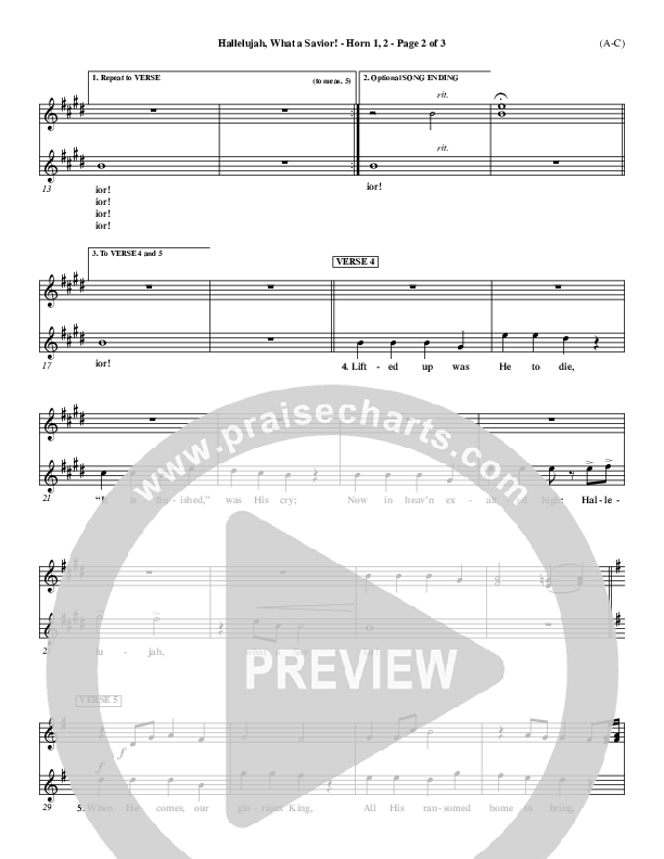 Hallelujah What A Savior French Horn 1/2 (Philip Bliss)