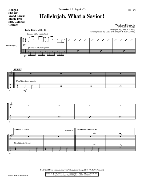 Hallelujah What A Savior Percussion 1/2 (Philip Bliss)