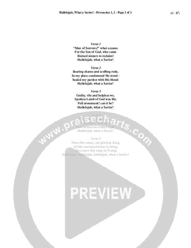 Hallelujah What A Savior Percussion 1/2 (Philip Bliss)