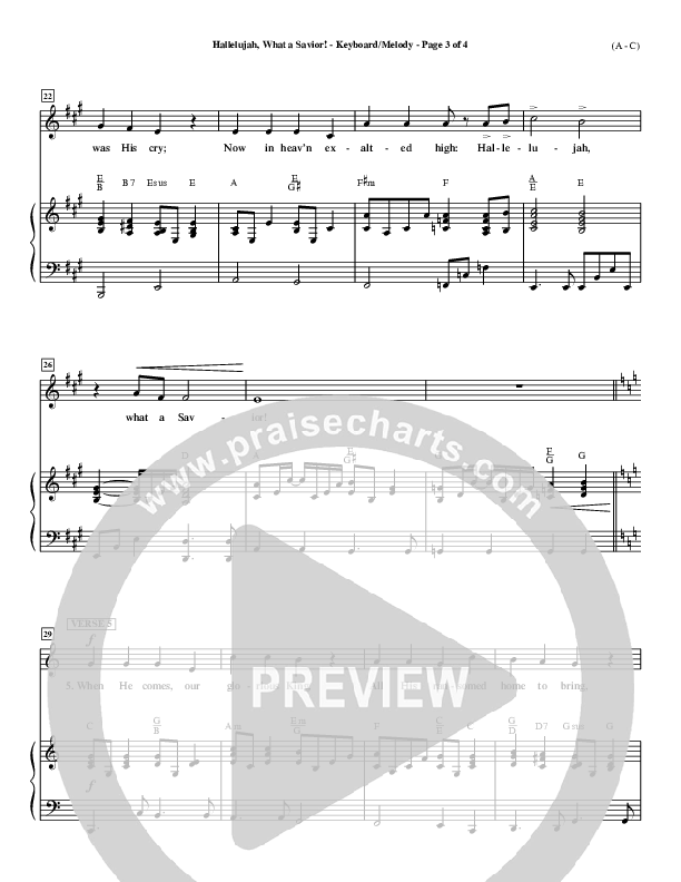 Hallelujah What A Savior Piano/Vocal (Philip Bliss)