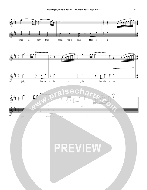 Hallelujah What A Savior Soprano Sax (Philip Bliss)