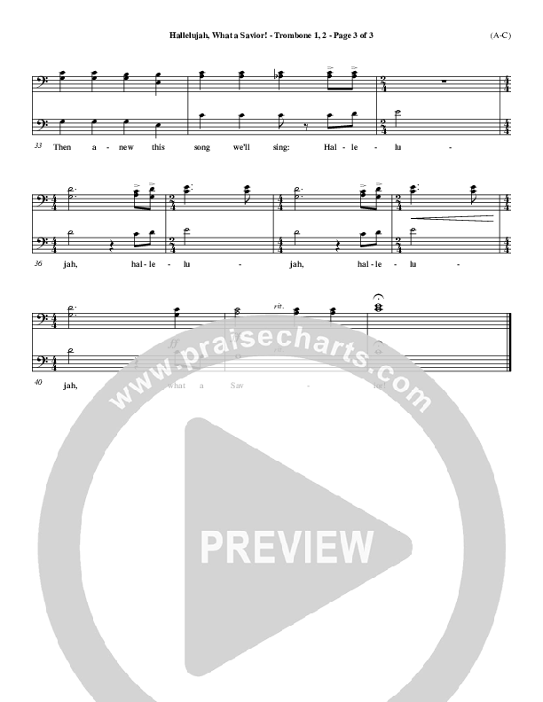 Hallelujah What A Savior Trombone 1/2 (Philip Bliss)