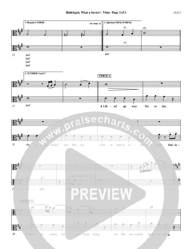 Hallelujah What A Savior Viola (Philip Bliss)