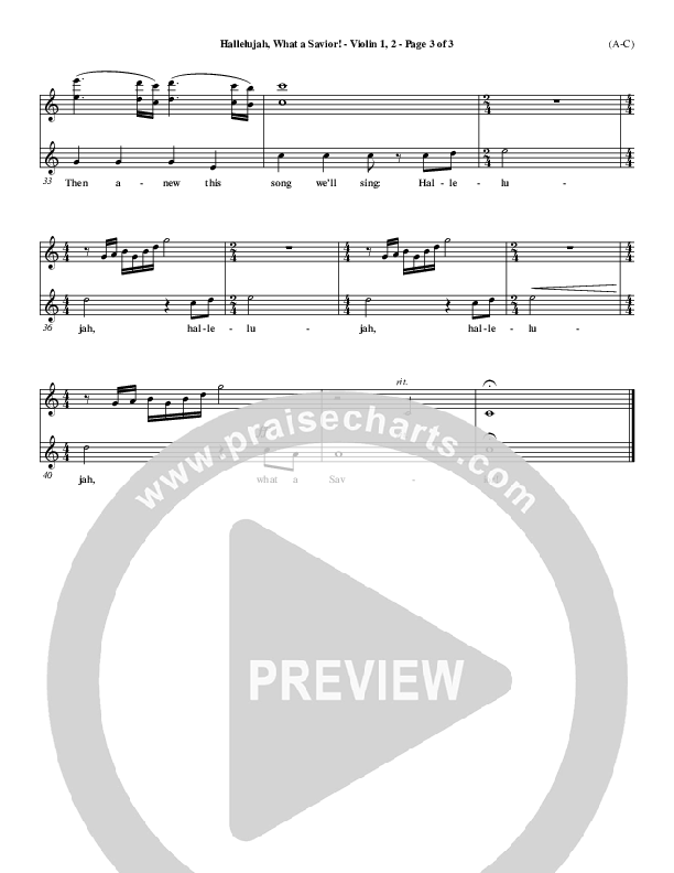 Hallelujah What A Savior Violin 1/2 (Philip Bliss)