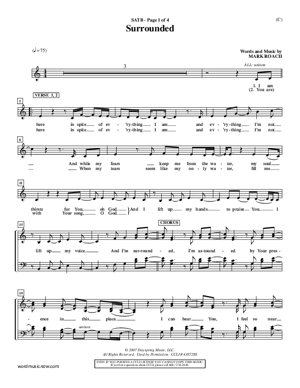 Surrounded Choir Sheet (SATB) (Mark Roach)