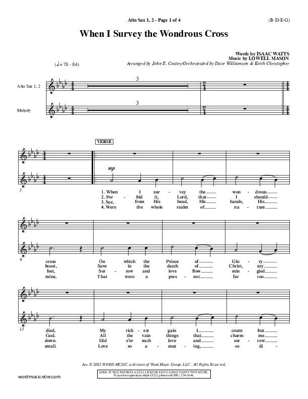 When I Survey The Wondrous Cross Alto Sax 1/2 ()