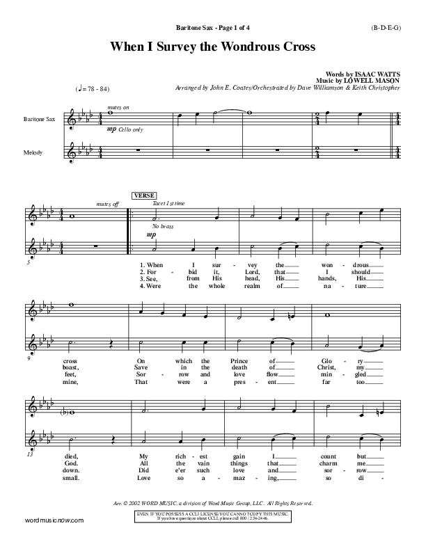 When I Survey The Wondrous Cross Bari Sax ()