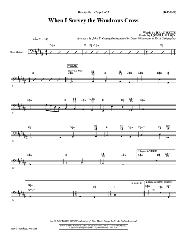 When I Survey The Wondrous Cross Bass Guitar ()