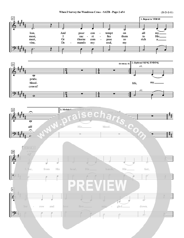 When I Survey The Wondrous Cross Choir Sheet (SATB) ()