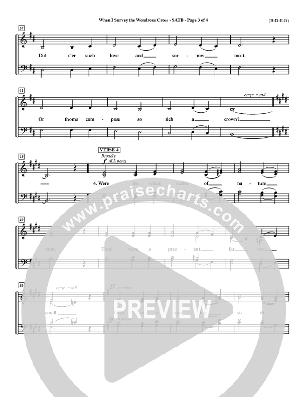 When I Survey The Wondrous Cross Choir Sheet (SATB) ()