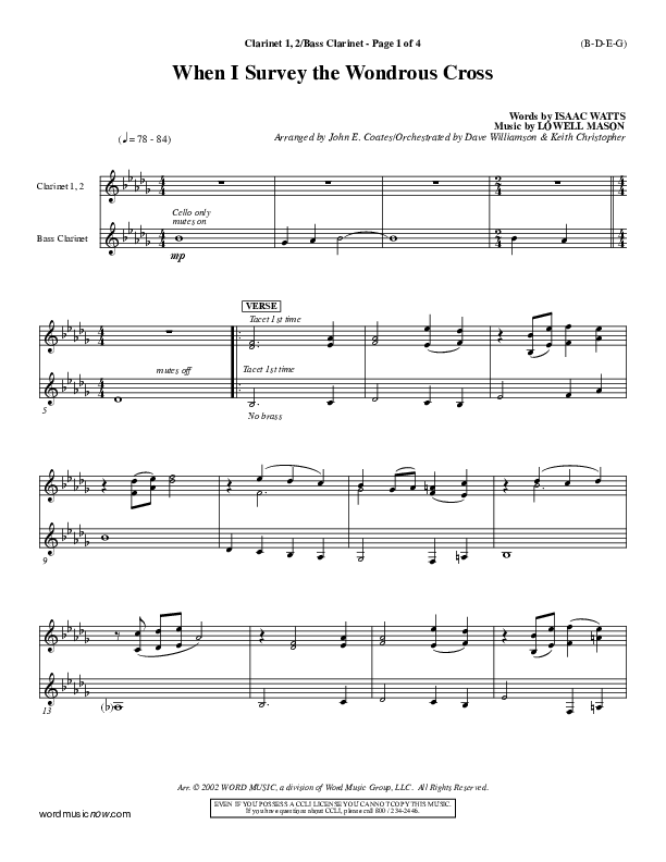 When I Survey The Wondrous Cross Clarinet 1/2, Bass Clarinet ()