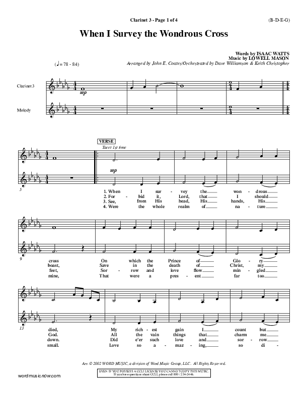 When I Survey The Wondrous Cross Clarinet 3 ()