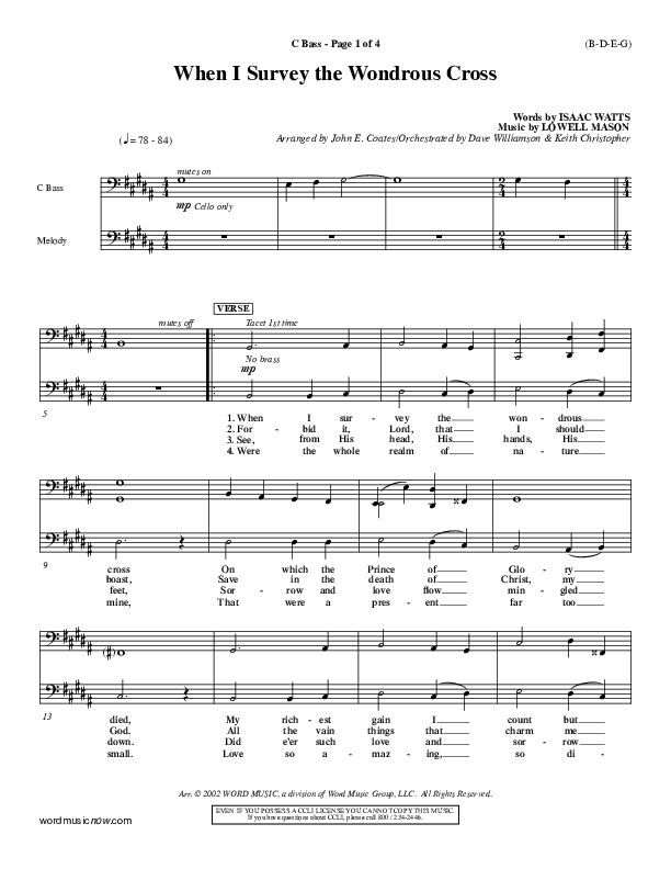 When I Survey The Wondrous Cross Contrabass ()