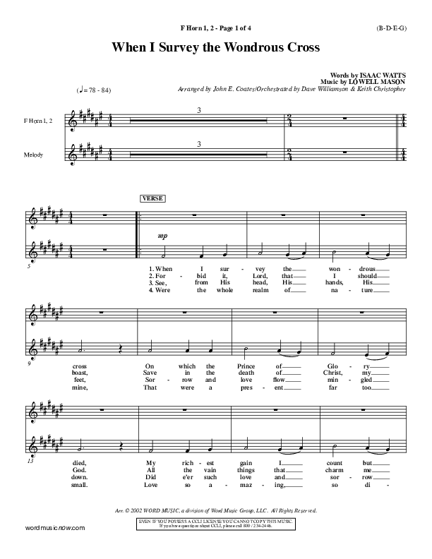 When I Survey The Wondrous Cross French Horn 1/2 ()