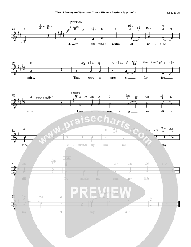 When I Survey The Wondrous Cross Lead Sheet ()