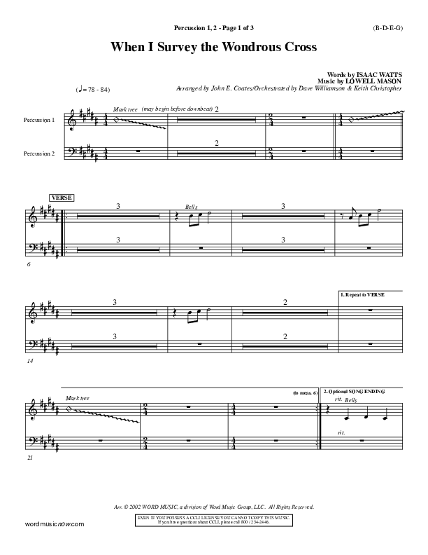 When I Survey The Wondrous Cross Percussion 1/2 ()