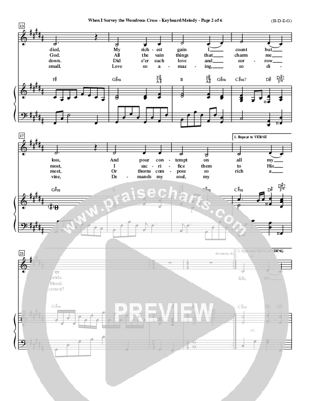 When I Survey The Wondrous Cross Piano/Vocal ()