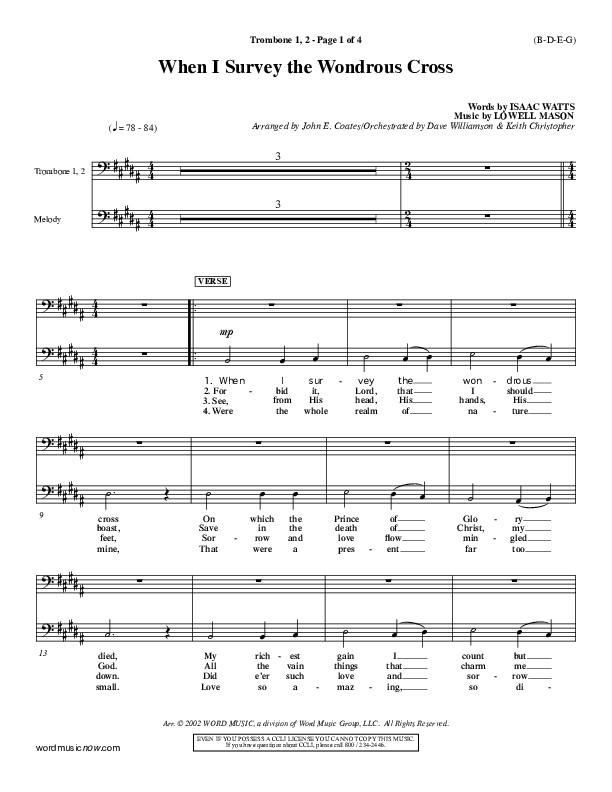 When I Survey The Wondrous Cross Trombone 1/2 ()