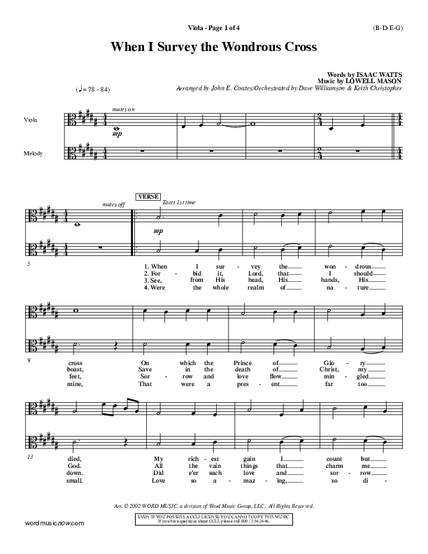 When I Survey The Wondrous Cross Viola ()