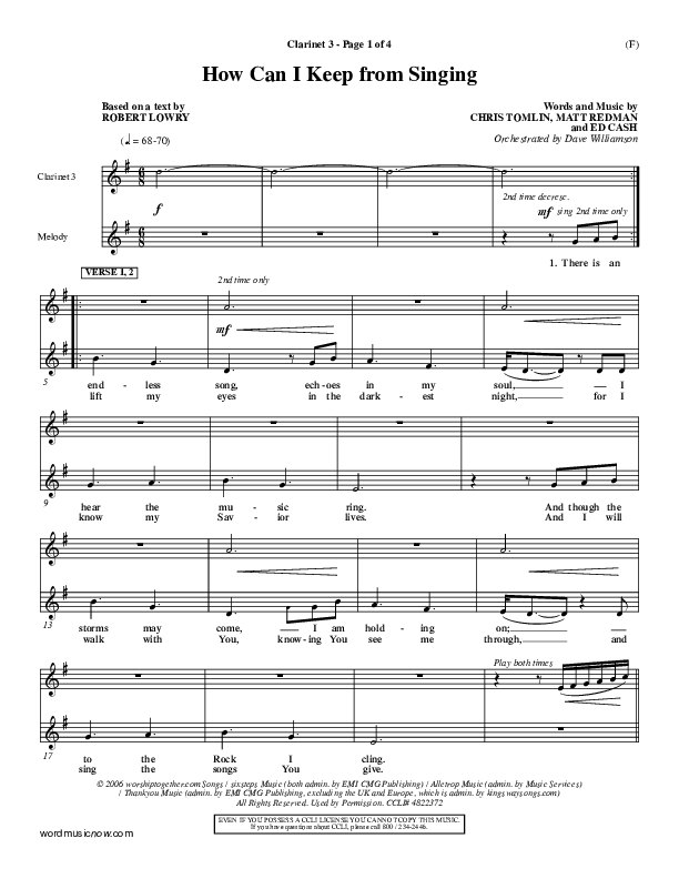 How Can I Keep From Singing Clarinet 3 (Matt Redman)