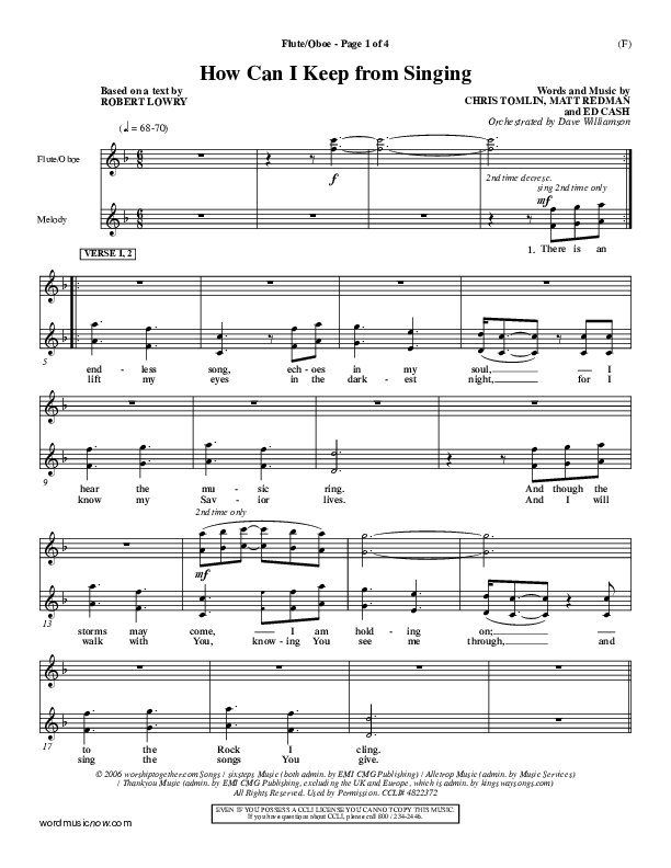 How Can I Keep From Singing Flute/Oboe (Matt Redman)