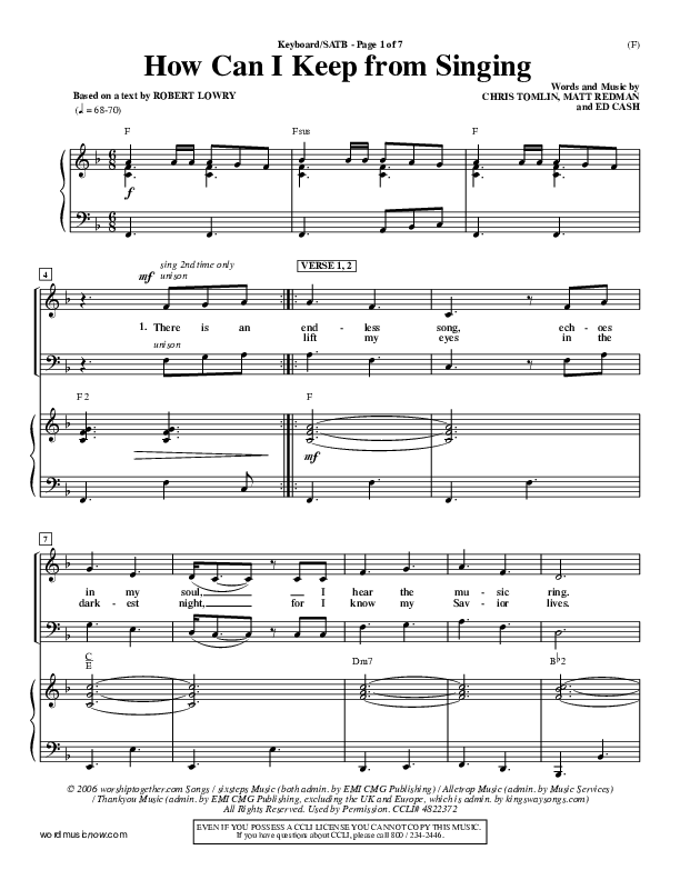 How Can I Keep From Singing Lead Sheet (Matt Redman)