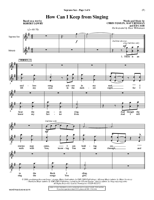 How Can I Keep From Singing Soprano Sax (Matt Redman)