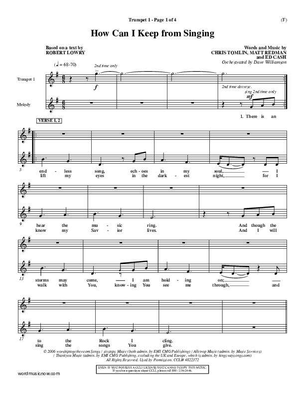 How Can I Keep From Singing Trumpet 1 (Matt Redman)