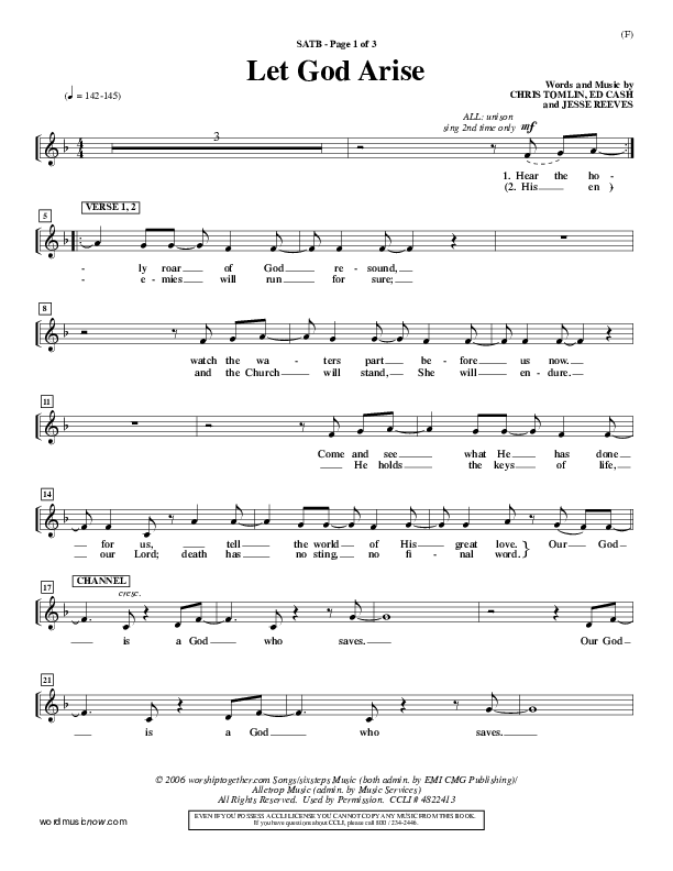 Let God Arise Choir Vocals (SATB) (Chris Tomlin)
