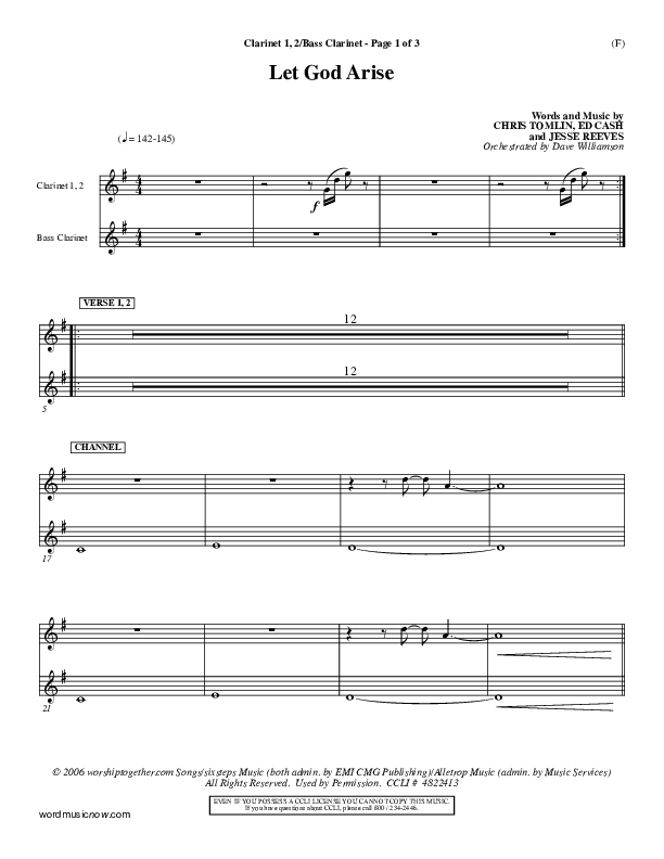 Let God Arise Clarinet 1/2, Bass Clarinet (Chris Tomlin)
