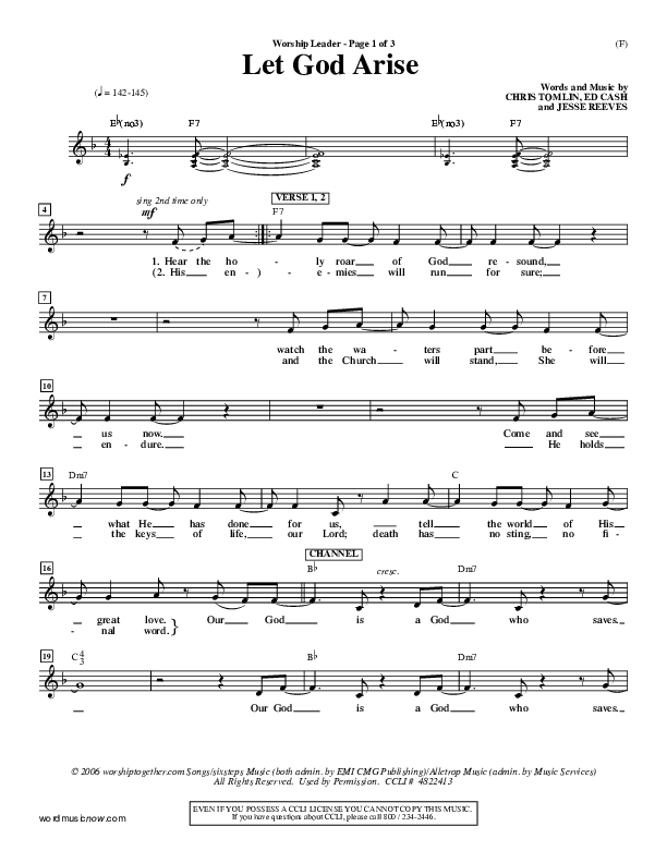 Let God Arise Lead Sheet (Chris Tomlin)