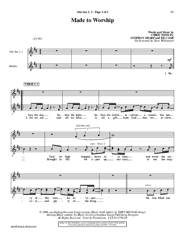 Made To Worship Alto Sax 1/2 (Chris Tomlin)