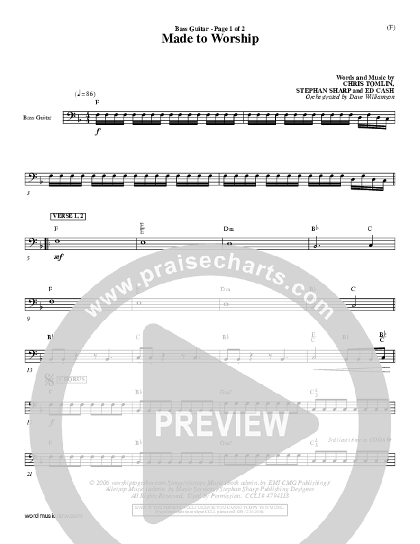Made To Worship Bass Guitar (Chris Tomlin)