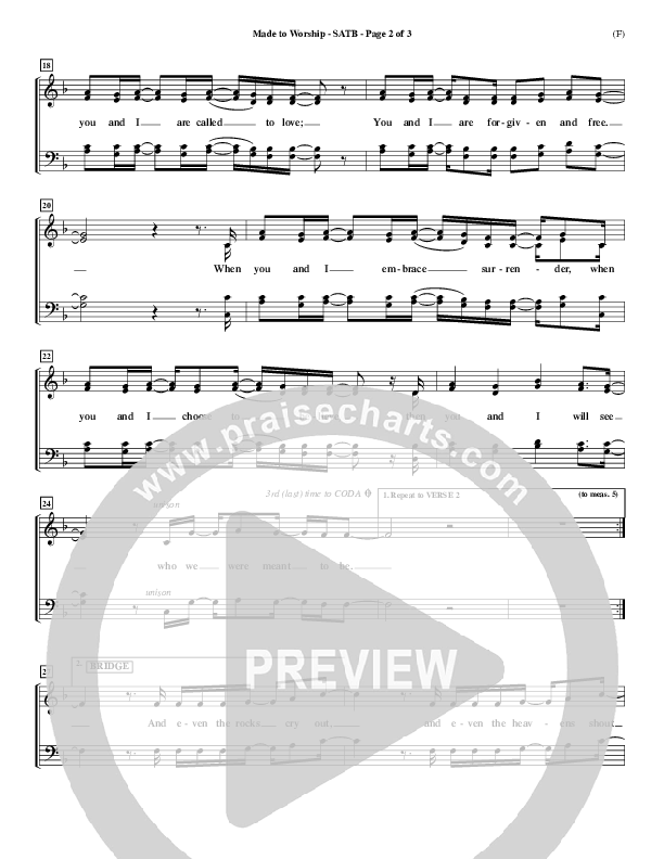 Made To Worship Choir Sheet (SATB) (Chris Tomlin)