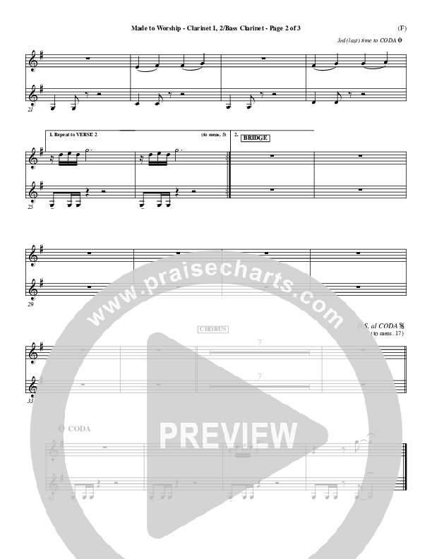 Made To Worship Clarinet 1/2, Bass Clarinet (Chris Tomlin)