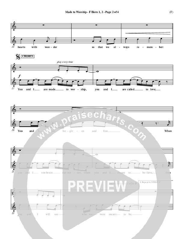 Made To Worship French Horn 1/2 (Chris Tomlin)